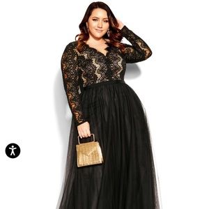 NWT City Chic Maxi Rare Beauty in Black Size 24